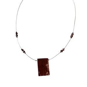 Unbranded Red Jasper Pendant Necklace Women OS Red Excellent Boho Stone Wire
